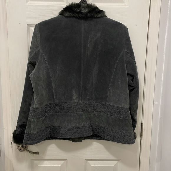 COLDWATER CREEK gray Leather SUEDE sz 22 Women’s JACKET. EUC Lots of Details! - Picture 7 of 12